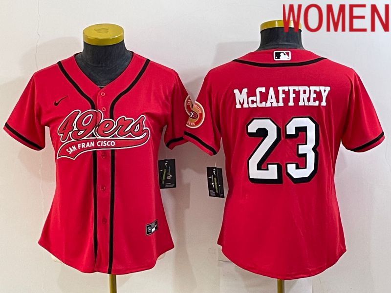 Women San Francisco 49ers #23 Mccaffrey Red Nike Co branded NFL Jerseys1->women nfl jersey->Women Jersey